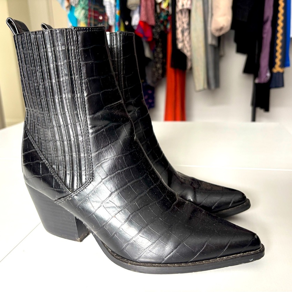 Arider Black  Faux Leather Boots Size 7